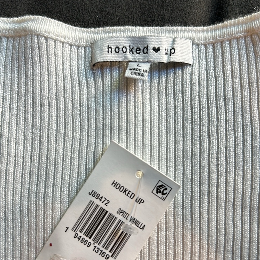New Ivory Lace Up Sweater - Picture 6 of 7